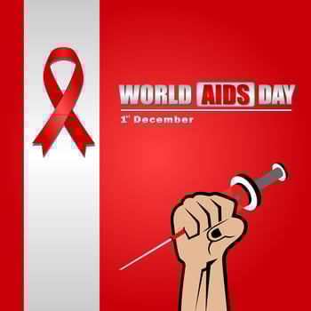 World AIDS Day December 1st,  Banner with red ribbon and text World Aids Day vector