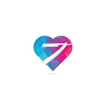 Razor blade heart shape concept logo design. simple flat vector illustration. Barber shop logo, label. Barber shop logo with barber razor