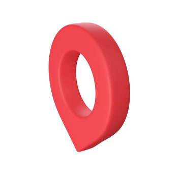 Red pin for pointing the destination on the map. 3d illustration png