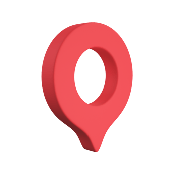 Red pin for pointing the destination on the map. 3d illustration png