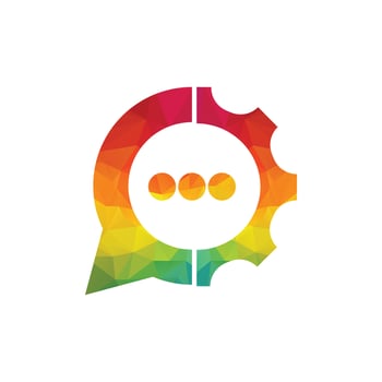 Chat bubble logo design combined with gear. Automation chat logo concept design. vector