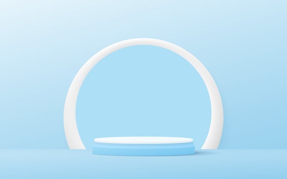 Blue podium 3d pastel color background design. Vector illustration. Eps10