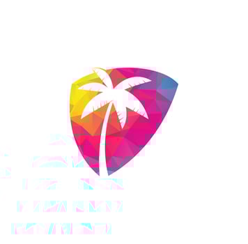 Tropical beach and palm tree logo design. Creative simple palm tree vector logo design