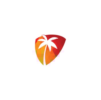 Tropical beach and palm tree logo design. Creative simple palm tree vector logo design
