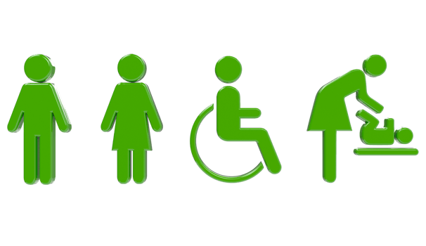 Toilet icons, man and woman symbol, toilet signs,  Transparent Background PNG