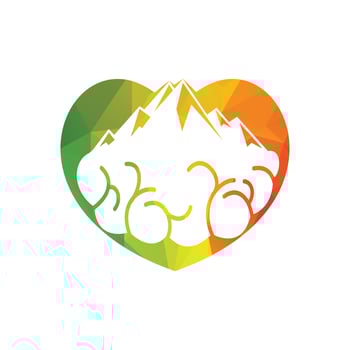 Mountain and Brain combination concept. Peak of brain idea. vector