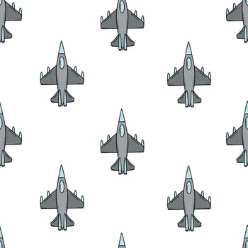 Military fighter plane, vector doodle icon. Seamless Pattern Vector illustration of war aviation equipment.