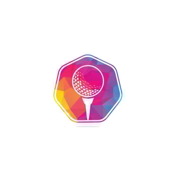 Golf ball on tee logo isolated on white background . vector