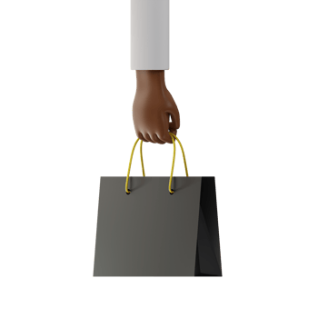 Hand Holding Black Friday Bag 3D African Hand 3 quarter Front View png