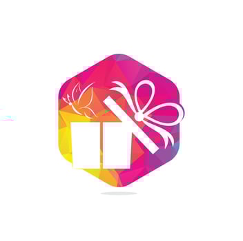 Gift box vector logo design. illustration of gift box present, greeting, surprise. Greeting box or wrap gift box.