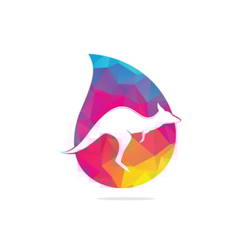 Kangaroo drop shape concept logo Design Vector Template. Kangaroo Fast Logo Concepts