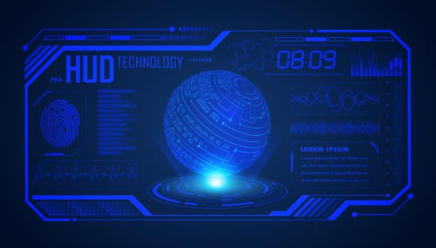 Modern HUD Technology Screen Background with blue globe vector