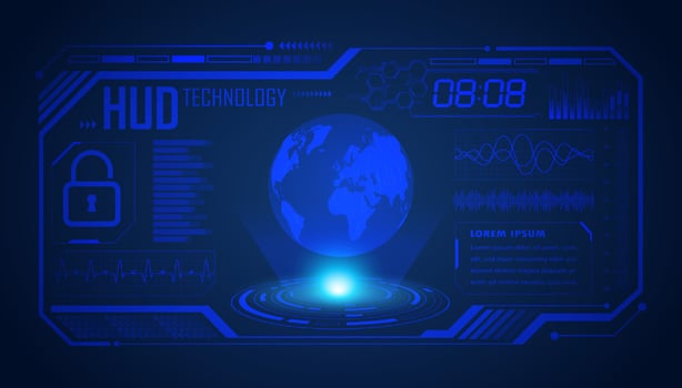 Modern HUD Technology Screen Background with blue globe vector