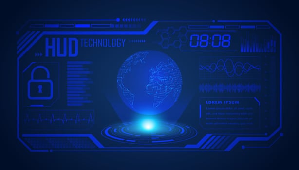 Modern HUD Technology Screen Background with blue globe vector