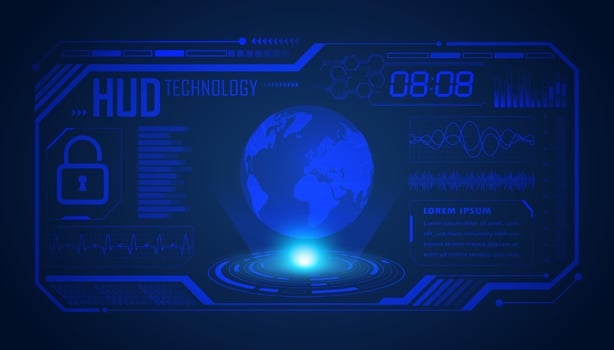 Modern HUD Technology Screen Background with blue globe vector