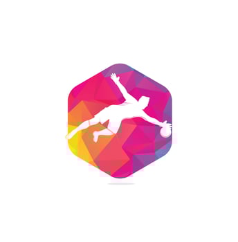 Goalkeeper player logo. Modern Soccer Player In Action Logo - Save By The Goalkeeper vector