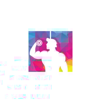 Fitness club, gym vector logo template. Fitness or Gym club emblem with posing athletic man.