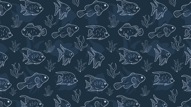 Seamless fish pattern blue background design vector