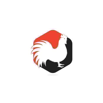 Rooster logo design. Chicken restaurant vector logo sign. Red cock logo symbol. Rooster logo concept.