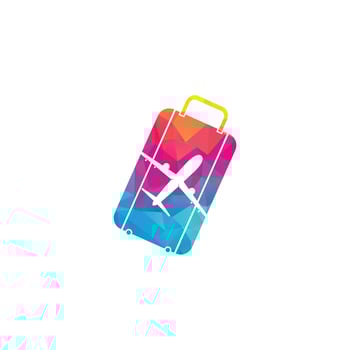 Travel logo, holidays, tourism, business trip company logo design. bag vector with airplane