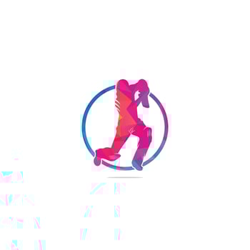 Batsman playing cricket. Cricket competition logo. Stylized cricketer character for website design. Cricket championship. vector