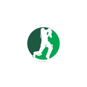 Batsman playing cricket. Cricket competition logo. Stylized cricketer character for website design. Cricket championship. vector