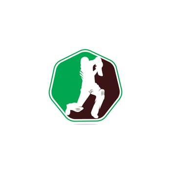 Batsman playing cricket. Cricket competition logo. Stylized cricketer character for website design. Cricket championship. vector