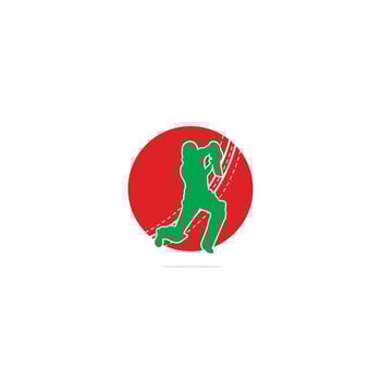 Batsman playing cricket. Cricket competition logo. Stylized cricketer character for website design. Cricket championship. vector