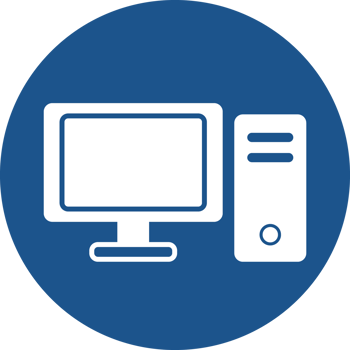 Computer icons design in blue circle. png