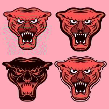 Collection set Black panther Illustration hand drawn sketch doodle for tattoo, stickers, logo, etc vector