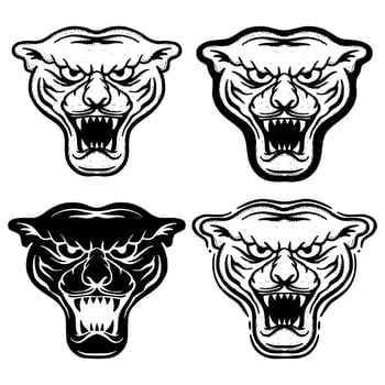 Collection set Black panther Illustration hand drawn sketch doodle for tattoo, stickers, logo, etc vector