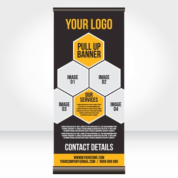 Roll up banner pull up template blank design vector