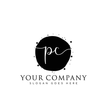 Initial PC beauty monogram and elegant logo design, handwriting logo of initial signature, wedding, fashion, floral and botanical with creative template. vector