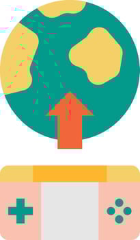 online game console worldwide play multimedia - flat icon vector