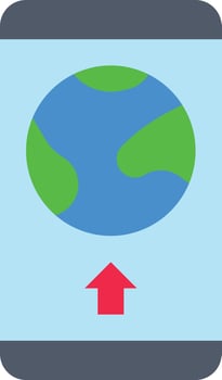 worldwide connect mobile upload world trade - flat icon vector