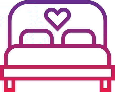 bed love heart furniture marriage romantic bedroom furniture and household love and romance - gradient icon vector