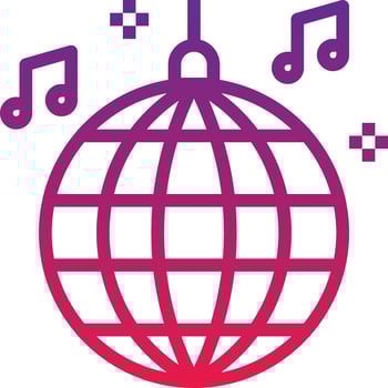 disco ball party dance music - gradient icon vector