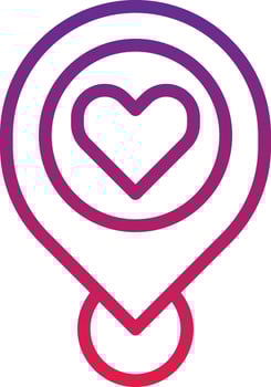 location signs interface pin love wedding placeholder map location map point - gradient icon vector