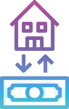 mortgage exchange house investment - gradient icon vector