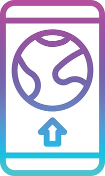 worldwide connect mobile upload world trade - gradient icon vector