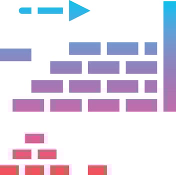 brick wall build construction - gradient solid icon vector