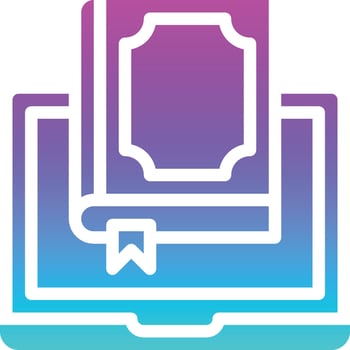 digital library book ebook online multimedia - gradient solid icon vector