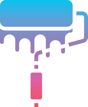 paint roller construction - gradient solid icon vector