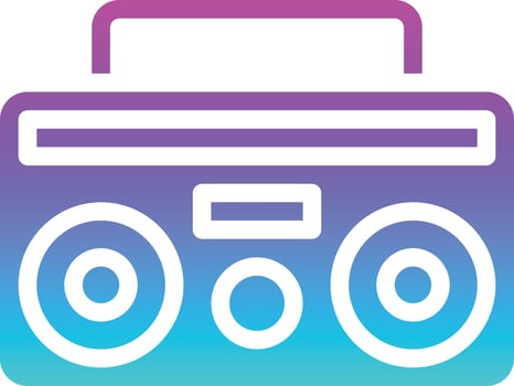 radio party music song electricity - gradient solid icon vector