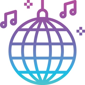 disco ball party dance music - gradient icon vector