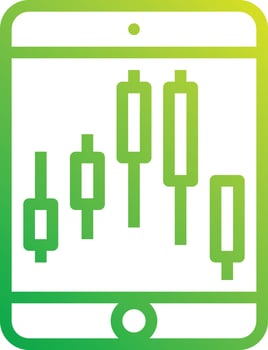 trade tablet online profit - gradient icon vector