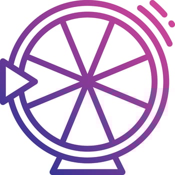 wheel of fortune roll spin gambling spinning - gradient icon vector