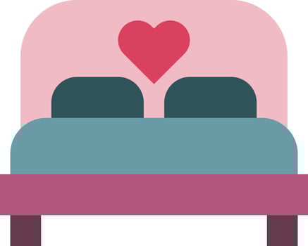 bed love heart furniture marriage romantic bedroom furniture and household love and romance - flat icon vector