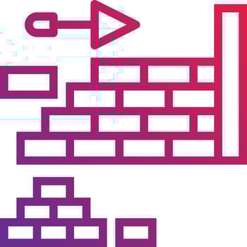 brick wall build construction - gradient icon vector