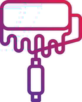 paint roller construction - gradient icon vector